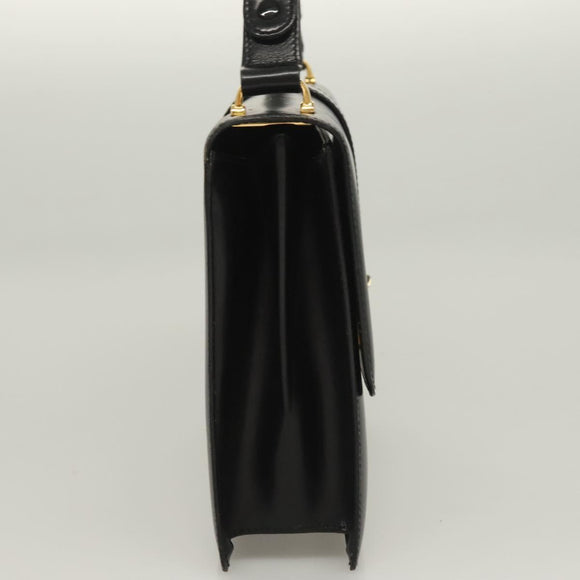 CELINE Shoulder Bag Leather Black Gold Auth BA3770