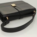 CELINE Shoulder Bag Leather Black Gold Auth BA3770-6