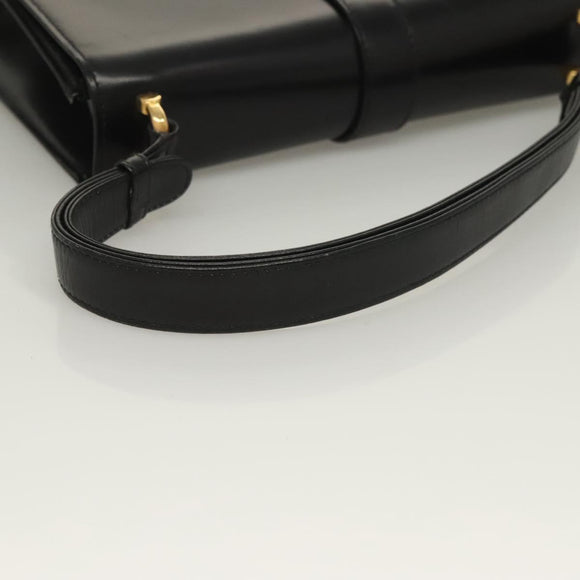 CELINE Shoulder Bag Leather Black Gold Auth BA3770