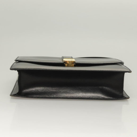 CELINE Shoulder Bag Leather Black Gold Auth BA3770