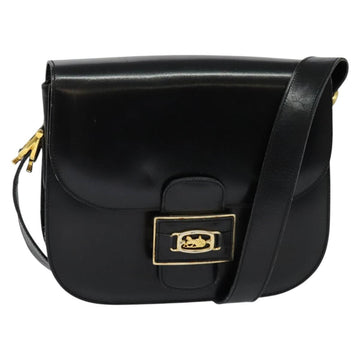 CELINE Sulky Shoulder Bag Leather Black Gold Auth BA3771