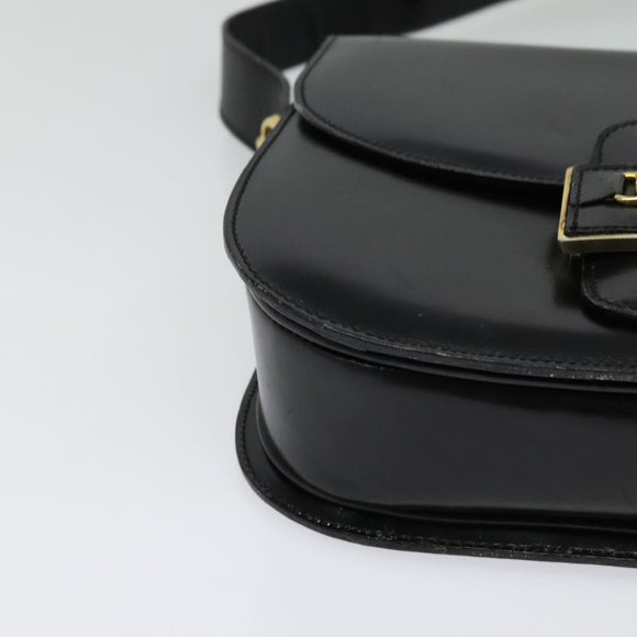 CELINE Sulky Shoulder Bag Leather Black Gold Auth BA3771