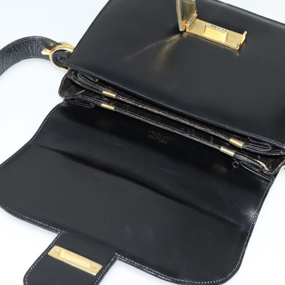 CELINE Sulky Shoulder Bag Leather Black Gold Auth BA3771