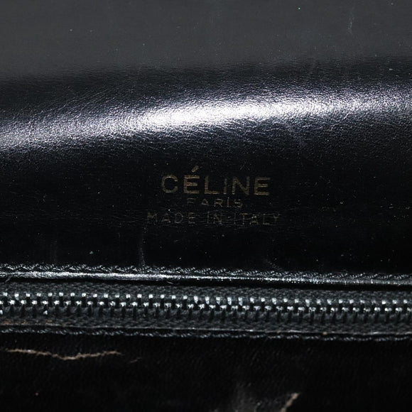 CELINE Sulky Shoulder Bag Leather Black Gold Auth BA3771