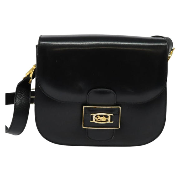 CELINE Sulky Shoulder Bag Leather Black Gold Auth BA3771