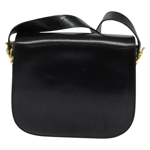CELINE Sulky Shoulder Bag Leather Black Gold Auth BA3771