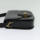 CELINE Sulky Shoulder Bag Leather Black Gold Auth BA3771-3