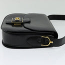 CELINE Sulky Shoulder Bag Leather Black Gold Auth BA3771-4