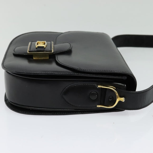 CELINE Sulky Shoulder Bag Leather Black Gold Auth BA3771