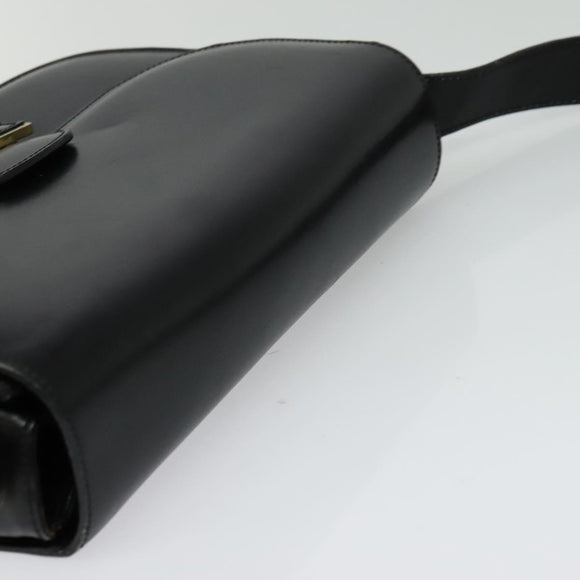 CELINE Sulky Shoulder Bag Leather Black Gold Auth BA3771