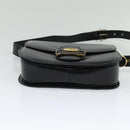 CELINE Sulky Shoulder Bag Leather Black Gold Auth BA3771-5