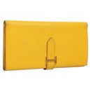 HERMES Bean Wallet Leather Yellow Auth BA3777-1