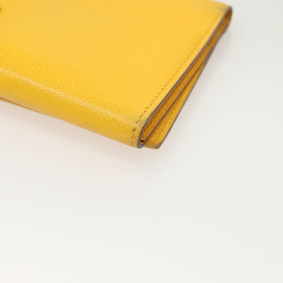HERMES Bean Wallet Leather Yellow Auth BA3777