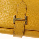 HERMES Bean Wallet Leather Yellow Auth BA3777-8