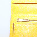 HERMES Bean Wallet Leather Yellow Auth BA3777-20