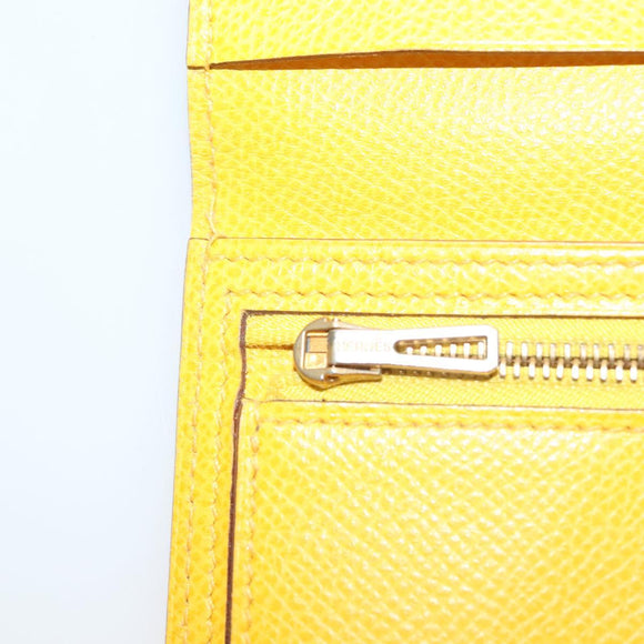 HERMES Bean Wallet Leather Yellow Auth BA3777