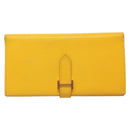 HERMES Bean Wallet Leather Yellow Auth BA3777-13