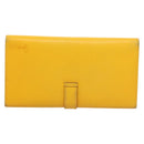 HERMES Bean Wallet Leather Yellow Auth BA3777-2