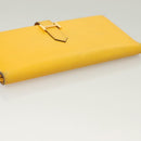 HERMES Bean Wallet Leather Yellow Auth BA3777-5