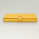 HERMES Bean Wallet Leather Yellow Auth BA3777-6
