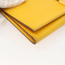 HERMES Bean Wallet Leather Yellow Auth BA3777-7