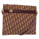Christian Dior Trotter Canvas Shoulder Bag Red Gold Auth BA3780-1
