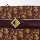 Christian Dior Trotter Canvas Shoulder Bag Red Gold Auth BA3780-14