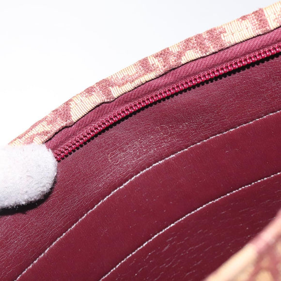 Christian Dior Trotter Canvas Shoulder Bag Red Gold Auth BA3780