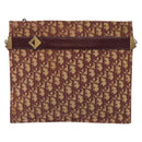 Christian Dior Trotter Canvas Shoulder Bag Red Gold Auth BA3780-2