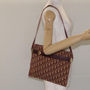 Christian Dior Trotter Canvas Shoulder Bag Red Gold Auth BA3780-20