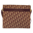 Christian Dior Trotter Canvas Shoulder Bag Red Gold Auth BA3780-3