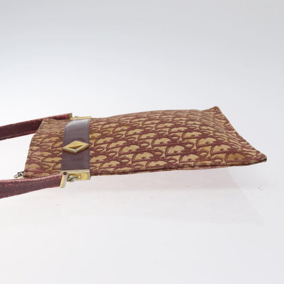 Christian Dior Trotter Canvas Shoulder Bag Red Gold Auth BA3780