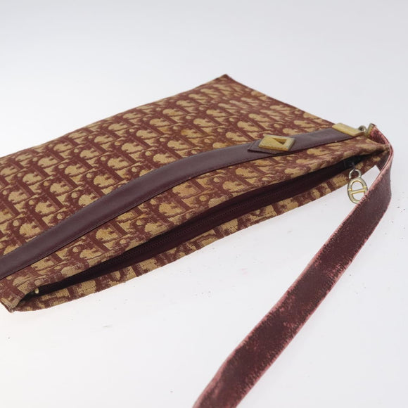 Christian Dior Trotter Canvas Shoulder Bag Red Gold Auth BA3780