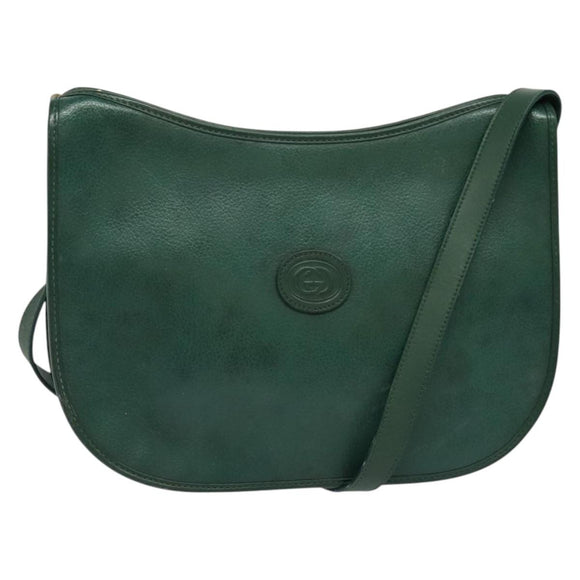 GUCCI Shoulder Bag Leather Green Gold 001 084 1036 Auth BA3781