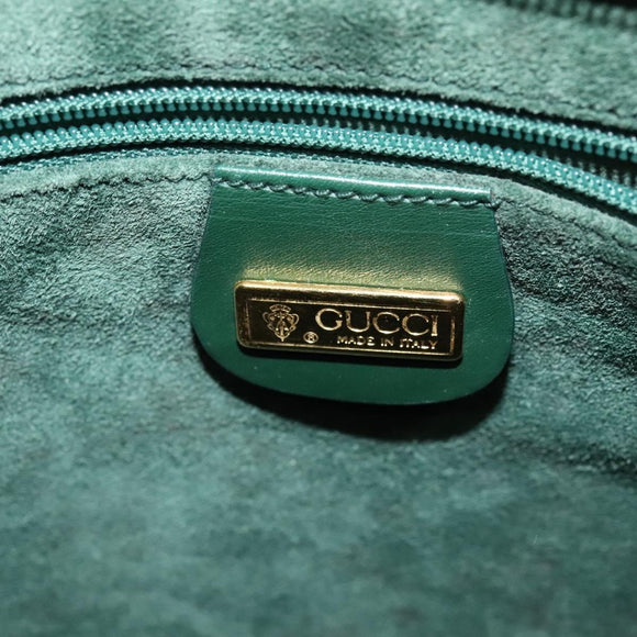 GUCCI Shoulder Bag Leather Green Gold 001 084 1036 Auth BA3781