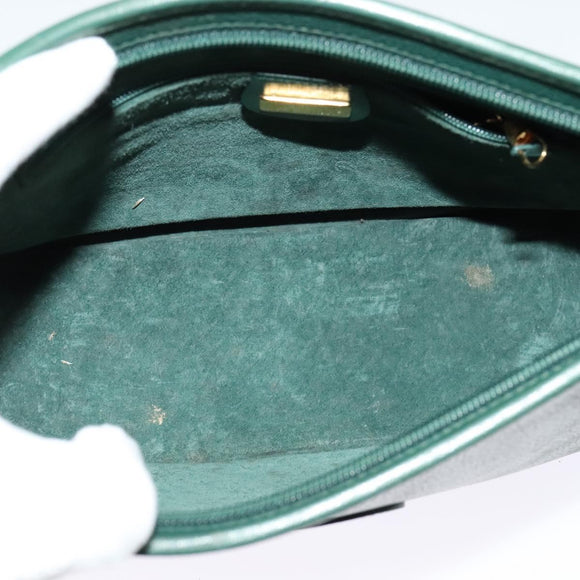 GUCCI Shoulder Bag Leather Green Gold 001 084 1036 Auth BA3781