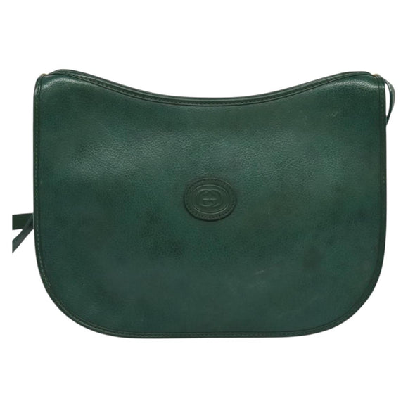 GUCCI Shoulder Bag Leather Green Gold 001 084 1036 Auth BA3781