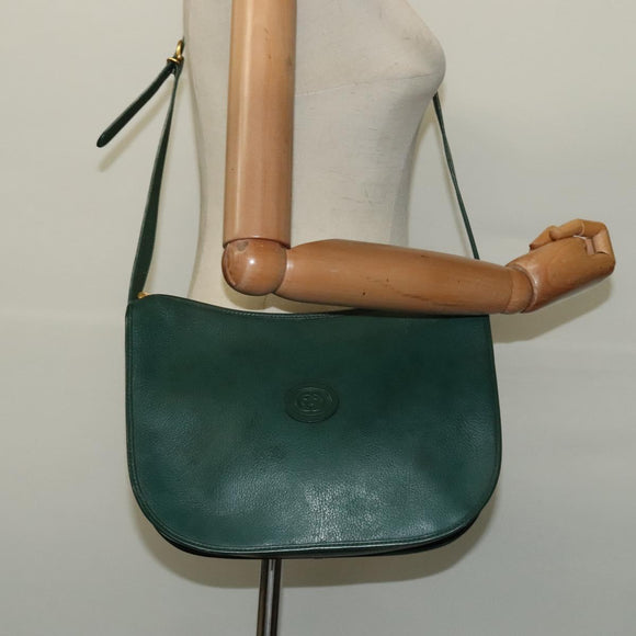GUCCI Shoulder Bag Leather Green Gold 001 084 1036 Auth BA3781