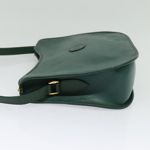 GUCCI Shoulder Bag Leather Green Gold 001 084 1036 Auth BA3781