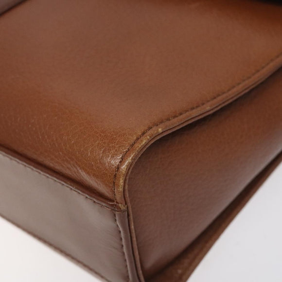 Burberrys Shoulder Bag Leather Brown Gold Auth BA3783