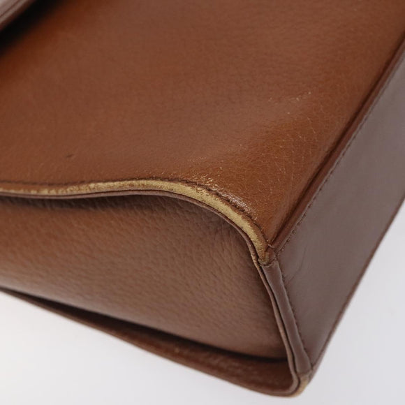 Burberrys Shoulder Bag Leather Brown Gold Auth BA3783