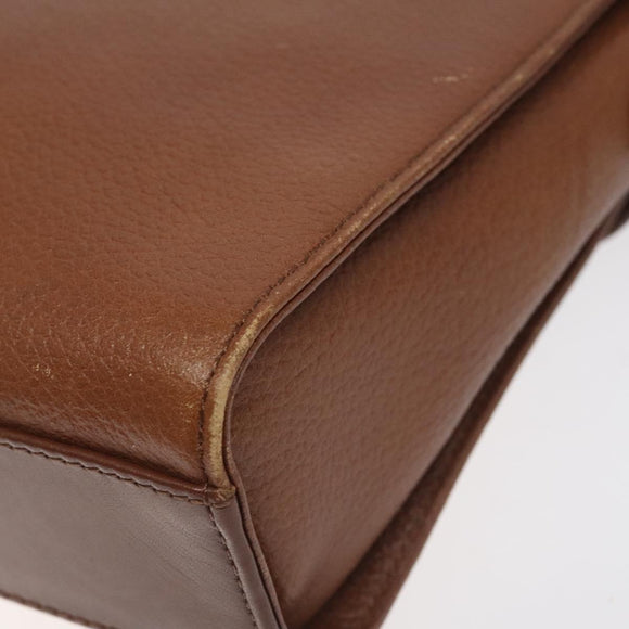 Burberrys Shoulder Bag Leather Brown Gold Auth BA3783