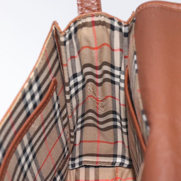 Burberrys Shoulder Bag Leather Brown Gold Auth BA3783