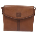 Burberrys Shoulder Bag Leather Brown Gold Auth BA3783-2