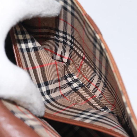 Burberrys Shoulder Bag Leather Brown Gold Auth BA3783