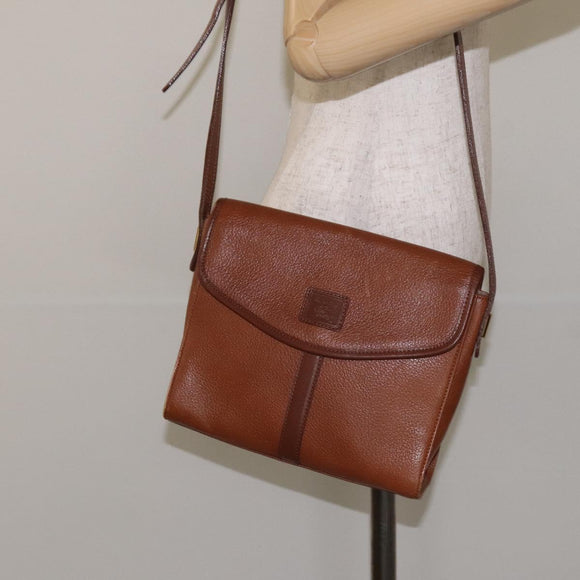 Burberrys Shoulder Bag Leather Brown Gold Auth BA3783