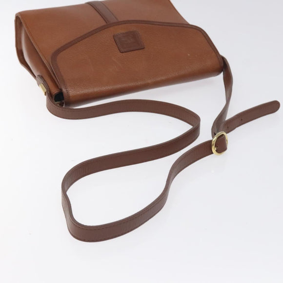 Burberrys Shoulder Bag Leather Brown Gold Auth BA3783