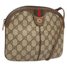 GUCCI GG Supreme Web Sherry Line Bag PVC Beige Gold 904 02 047 Auth BA3784