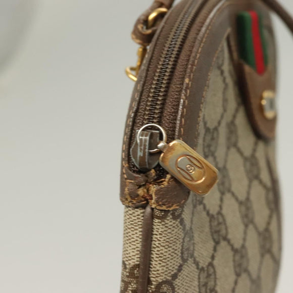 GUCCI GG Supreme Web Sherry Line Bag PVC Beige Gold 904 02 047 Auth BA3784