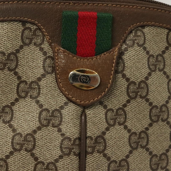 GUCCI GG Supreme Web Sherry Line Bag PVC Beige Gold 904 02 047 Auth BA3784